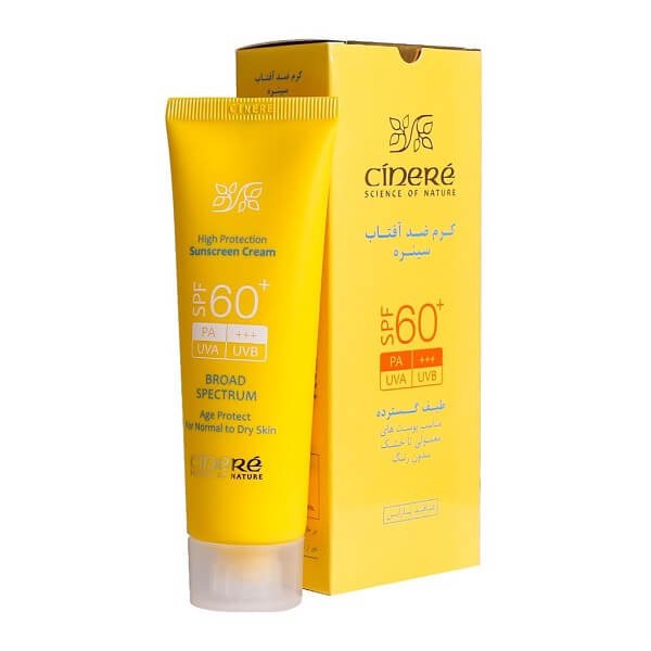 کرم ضد آفتاب بدون رنگ مخصوص پوست های معمولی تا خشک SPF60+ سینره