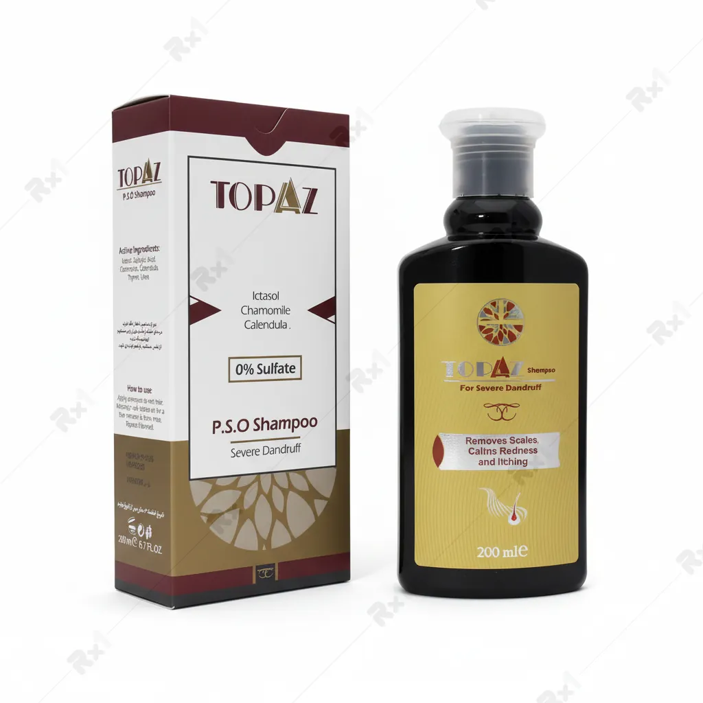 شامپو ضدشوره توپاز مناسب شوره مقاوم و خارش شدید حجم 200 میلی لیتر (داروخانه آنلاین نسخه اول)