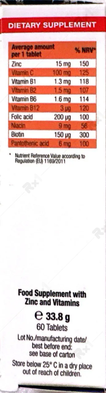 قرص زینک پلاس 15 یوروویتال ۶۰ عدد