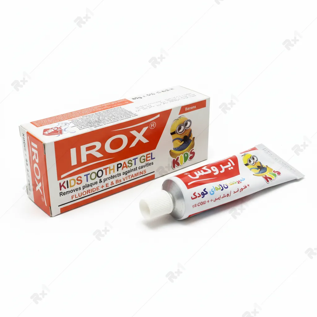 خمیردندان ژله‌ای کودک ایروکس طعم موزی وزن 80 گرم (داروخانه آنلاین نسخه اول)