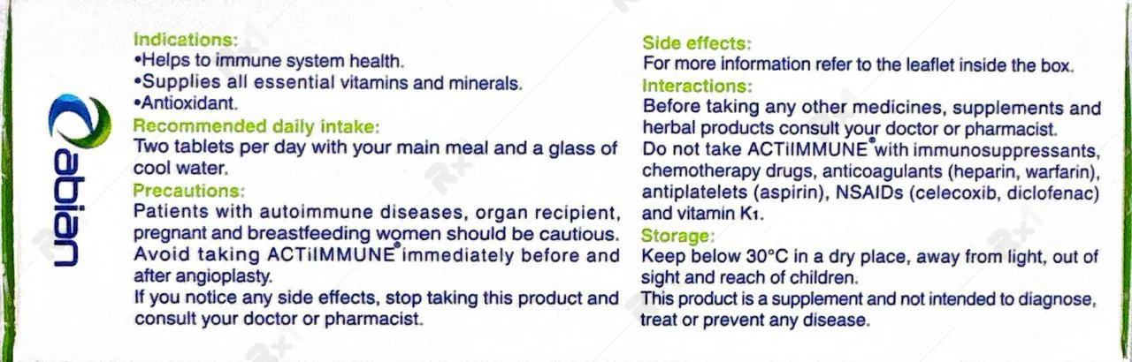 قرص اکتی ایمیون ابیان دارو بسته 60 عددی