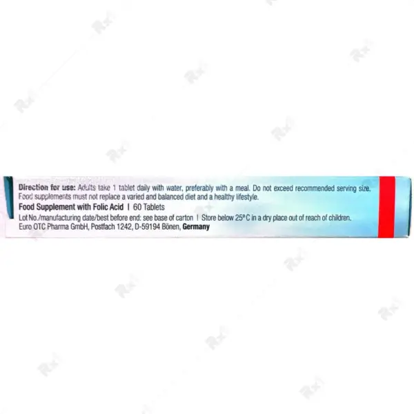 قرص فولیک اسید 800 میکروگرم یوروویتال 60 عدد