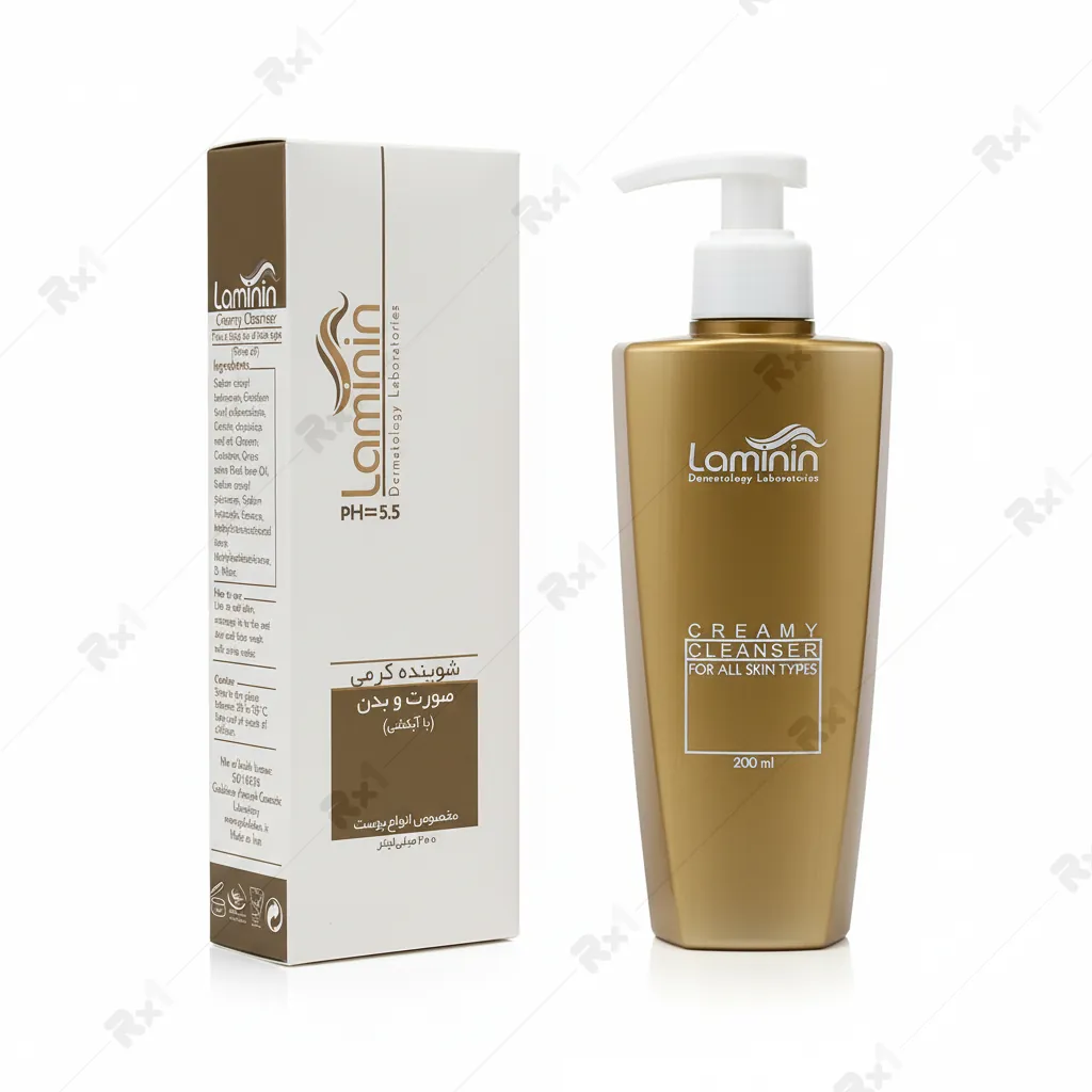 شوینده کرمی صورت و بدن لامینین مناسب انواع پوست حجم 200 میلی لیتر (داروخانه آنلاین نسخه اول)