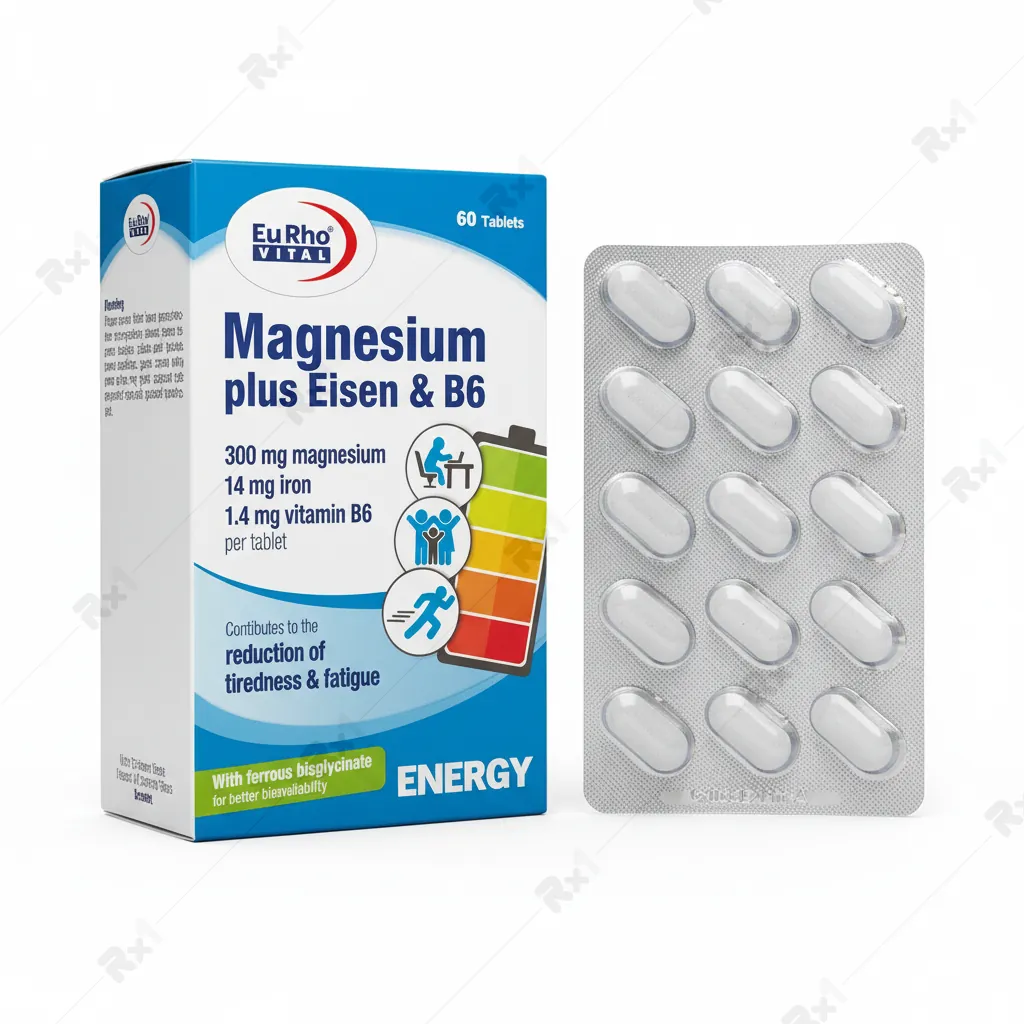 قرص منیزیم پلاس آیزن و ویتامین B6 یوروویتال 60 عدد