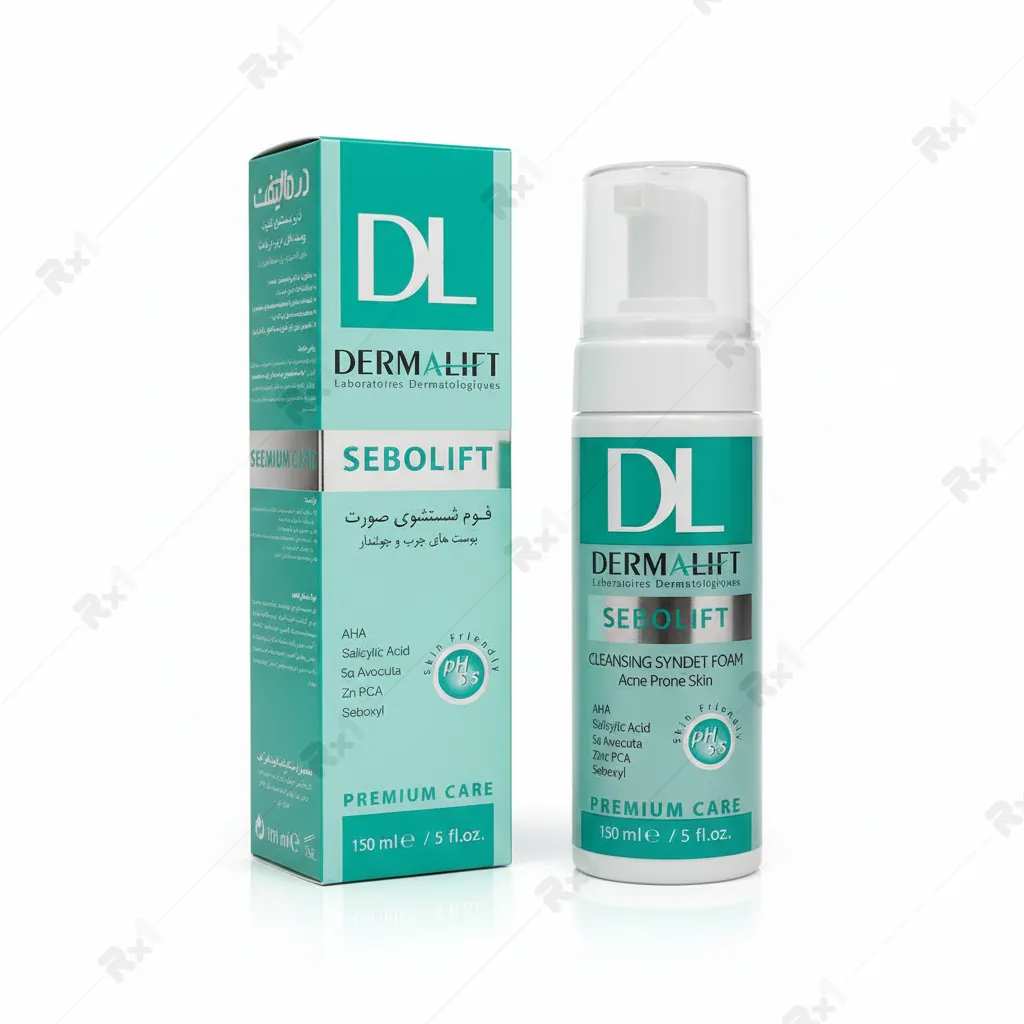 فوم شستشوی صورت درمالیفت پوست چرب و جوش‌دار مدل سبولیفت حجم 150 میلی لیتر (داروخانه آنلاین نسخه اول)