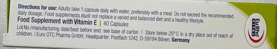 کپسول ویتامین E 400 یوروویتال