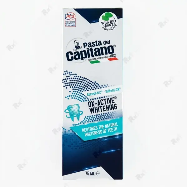 خمیر دندان سفیدکننده پاستا دل کاپیتانو مدل Ox-Active حجم ۷۵ میلی‌لیتر