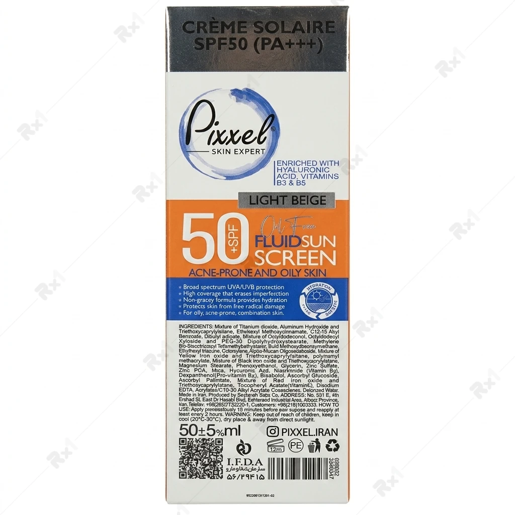 فلوئید ضد آفتاب رنگی پیکسل SPF50+ مناسب پوست چرب و آکنهدار بژ روشن حجم 50 میلیلیتر - تصویر 2