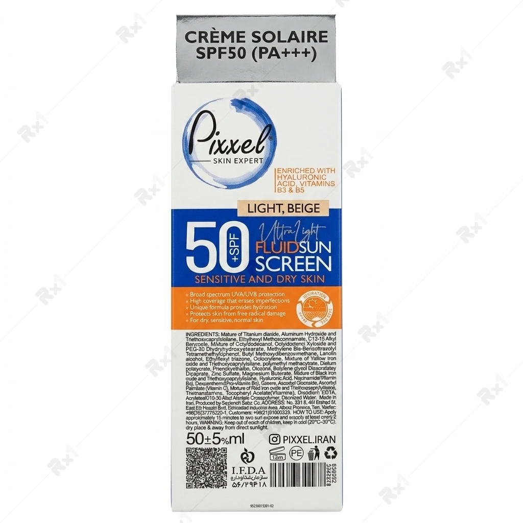 فلوئید ضد آفتاب پیکسل SPF50+ مناسب پوست خشک و حساس رنگ لایت بژ حجم ۵۰ میلیلیتر - تصویر 2
