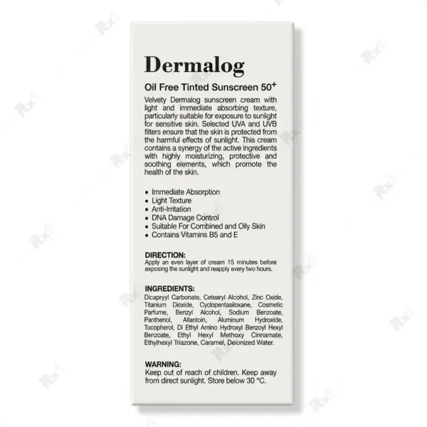 کرم ضد آفتاب رنگی روشن درمالوگ مناسب پوست چرب و مختلط SPF 50+ حجم 50 میلی‌لیتر