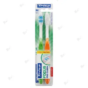 مسواک تریزا مدل Focus Pro Clean با برس متوسط بسته ۲ عددی