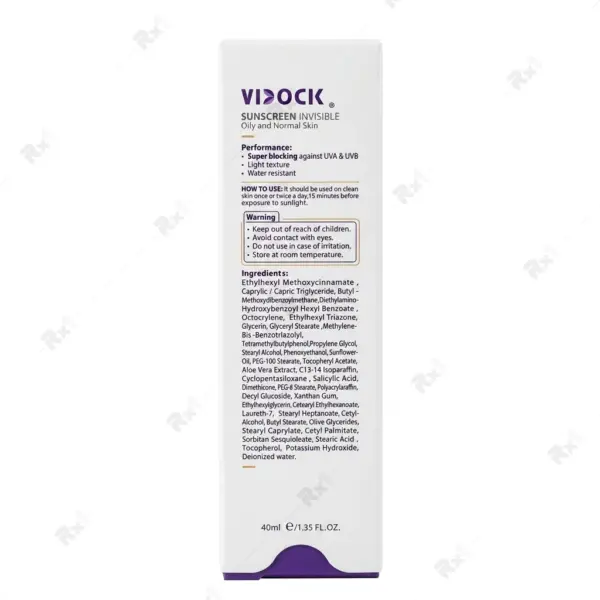 کرم ضد آفتاب بی‌رنگ ویداک مناسب پوست چرب و نرمال SPF 50+ حجم 40 میلی‌لیتر