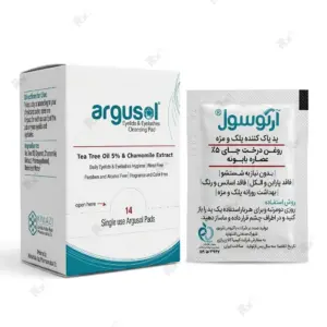 پد پاککننده پلک و مژه آرگوسول حاوی روغن درخت چای ۵٪ و عصاره بابونه بسته ۱۴ عددی