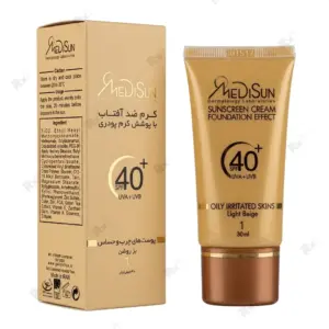 ضدآفتاب کرم پودری مدیسان SPF40 رنگ بژ روشن (1) مناسب پوست چرب و حساس حجم 30 میلی لیتر