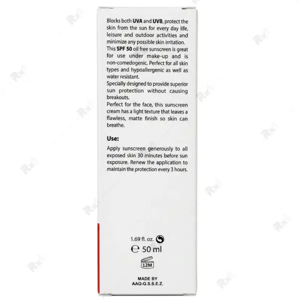 کرم ضدآفتاب بی رنگ فرونیا Spf50 فاقد چربی حجم 50 میلی لیتر