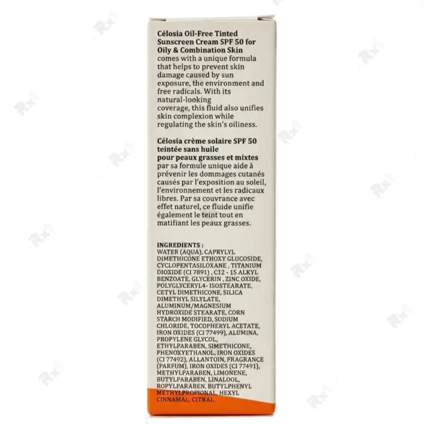 ضدآفتاب رنگی سلوسیا SPF50 فاقد چربی مناسب پوست چرب و مختلط حجم 40 میلی لیتر