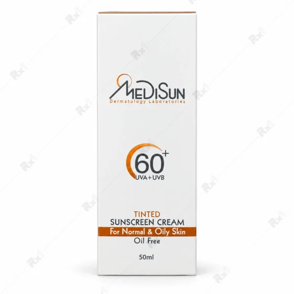 کرم ضدآفتاب رنگی مدیسان SPF 60 مناسب پوست معمولی و چرب بژ طبیعی حجم ۵۰ میلی‌لیتر