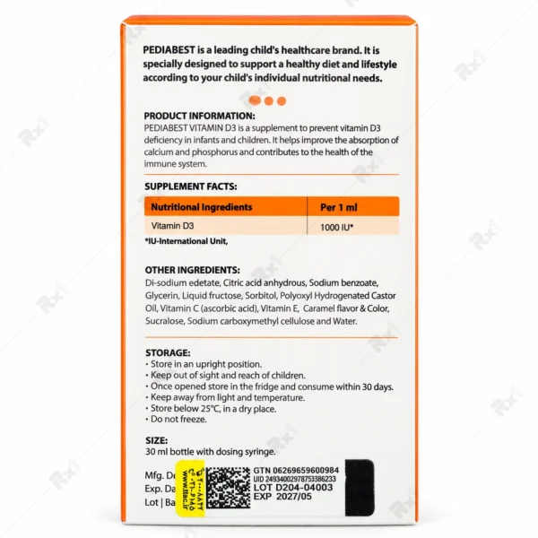 قطره ویتامین D3 پدیابست 30 میلی لیتر